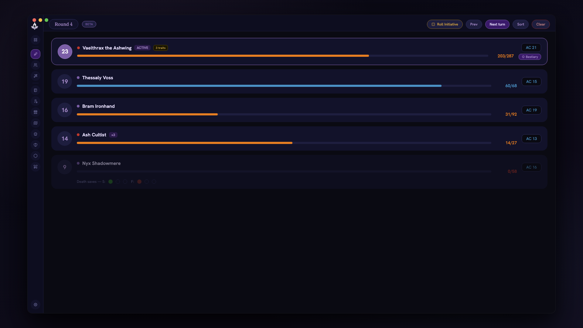 Ashkeeper initiative tracker
